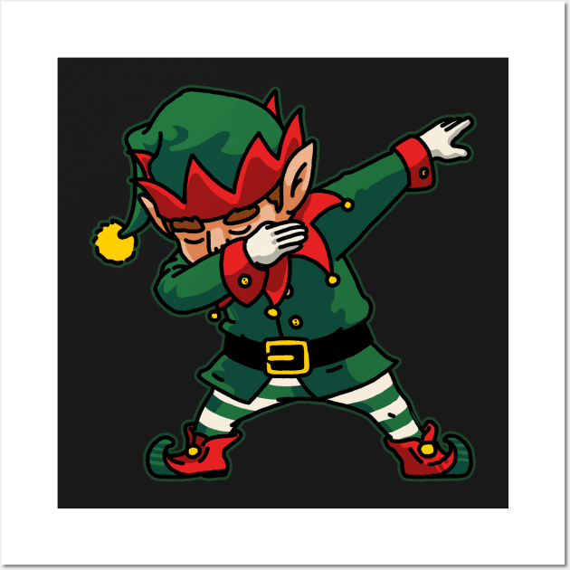 Dabbing Elf Shirt Kids Christmas Gifts Santa Helper Costume Wall Art by vo_maria